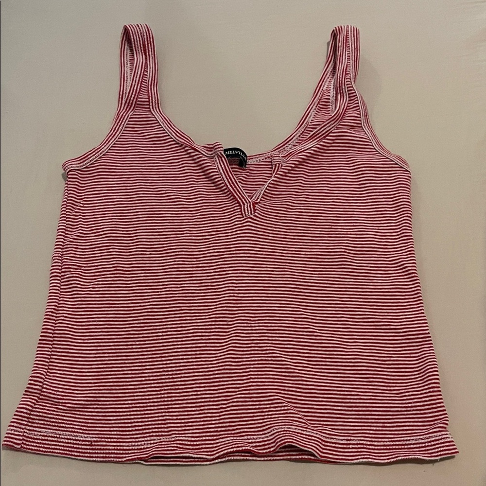 Brandy Melville Red & White Striped Cotton Tank – One Size